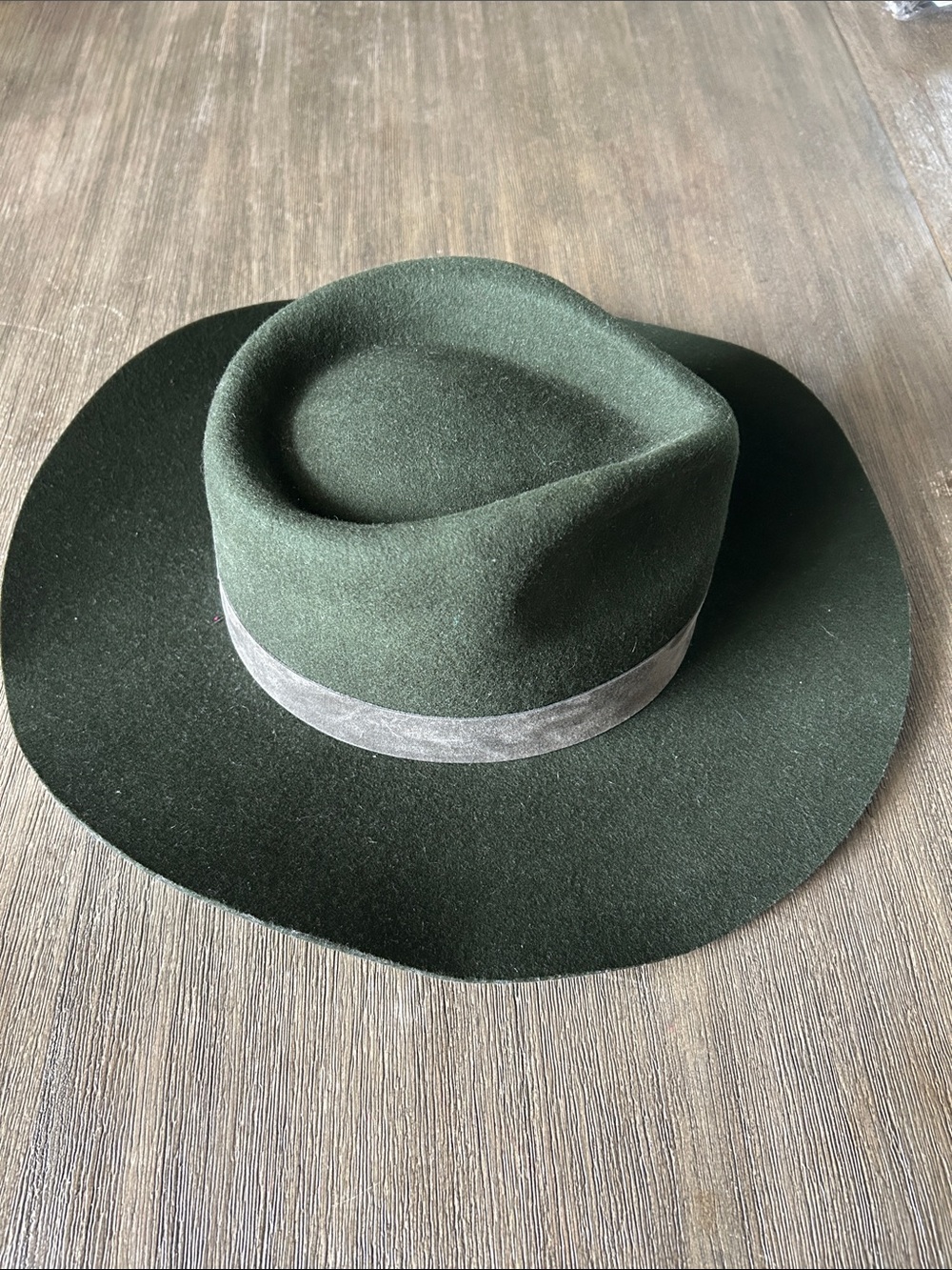 Lack Of Color Olive Green Wool Felt Wide-Brim Hat,Medium 57CM(M), Like New. - Picture 4 of 12